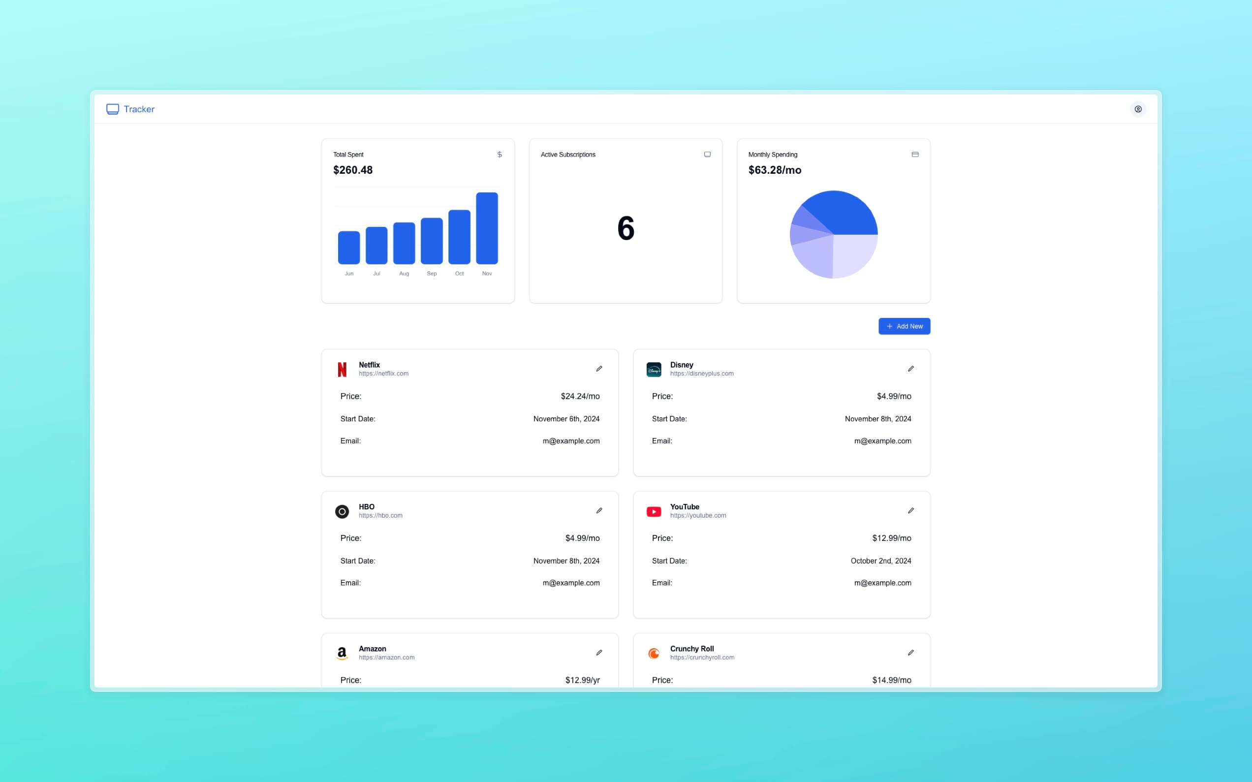 Subscription Tracker Screenshot